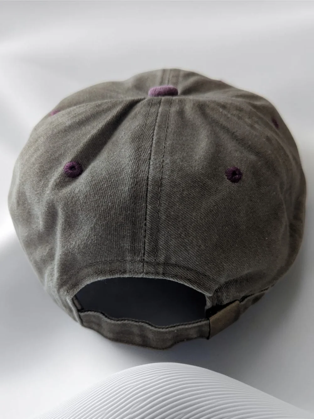 Women's Men's Dyed Washed Two-Tone Olive and Plum Baseball Cap Hat
